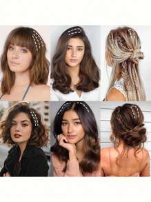 2 件 12 英寸厚直发片增加额外发量夹式接发短发隐形蓬松发片发垫扩大头发顶部适合头发稀疏的女性 - 棕色 - 查看 7