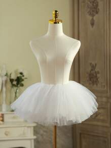 1 Stück vielseitiger weißer/schwarzer Tüllrock, ohne Knochen, weiches Tüll Lolita Kleid für den Alltag, Cosplay, Aufführungen, Ballett Tanz - A - Übersicht 7