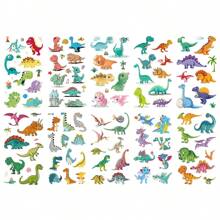 10 Sheets (100pcs) Cute Cartoon Dinosaur Pattern Temporary Tattoo Stickers, Including Tyrannosaurus, Triceratops, Stegosaurus, Dinosaur Egg Designs, Body Art Makeup Waterproof Fake Tattoo, Lasting 2-5 Days