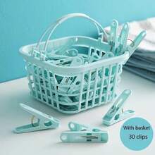 30pcs Windproof Clothespin, Small Clothespin With Storage Basket, Plastic Clip, Sunscreen Sock Clip, Hat Clip, Food Bag Sealing Clip - Multicolor - View 10