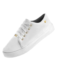 Kit 2 Tênis Feminino Branco Preto Ping Coração Confortável Slip On Confort Casual 01