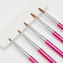 Pincel de uñas acrílico color rosa rojo para arte de uñas casero y salón, herramienta de manicura para extensión de uñas, pincel de gel para principiantes y profesionales - Rosa Roja - Ver 7