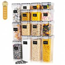 THELIFE 3/4/5/7/8/10/12/15/18/20/24/30/36pcs Airtight Food Storage Containers With Lids, Plastic Food Canisters With Lids Containers For Kitchen & Pantry Organization And Storage, Dry Food Canisters For Spaghetti Flour, Sugar And Cereal, Kitchen Supplies
