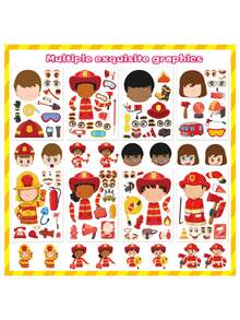 8  Sheets Firefighter Cartoon Stickers Firefighter Fire Truck Party Handicraft Stickers - Firefighter Stickers - View 1