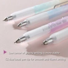 4pcs Creative 3D Embossed Neutral Pens 0.5mm Ballpoint Pens With Dual Tips, Low Center Of Gravity, Smooth Writing - Black - View 6