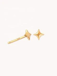 1Pair Small Chic 18K Gold Plated Earrings 925 Sterling Silver Fine Jewelry Piercing Jewelry Dainty Luxury Star Shape Stud Earrings For Women Daily Wear