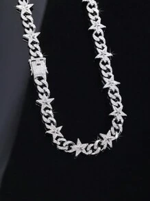 1件欧美时尚嘻哈风格星星手链项链，镶嵌水钻，街头配饰 - A - 查看 6