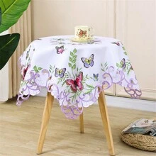 1pc, Elegant Handmade Table Runner:  Polyester Fiber With Unique Butterfly And Flower Design, Suitable For Desktop Decoration, Picnic Parties And Home Decoration. - Purple - View 4
