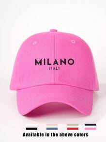Street 1入組MILANO ITALY印花棒球帽，戶外防曬可調休閒帽，適用於春秋旅行、海灘度假，Y2K流行年輕帽 - 白色 - 查看 7