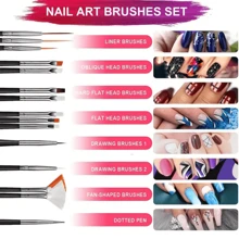 31pcs Professional Nail Art Brush Set - 3D Builder Gel Brush, Acrylic Drawing Pen, Salon-Quality Design Tools For Home Manicure And Salon Use