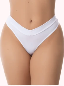 Kit 2 Double Thong Panties Medium Waist Thong Comfort Modeling Strap Women's Lingerie - 彩色 - 查看 4