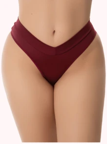 Kit 2 Double Thong Panties Medium Waist Thong Comfort Modeling Strap Women's Lingerie - 彩色 - 查看 3