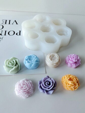 DIY 3D Rose Peony Flowers Candle Decoration Scented Silicone Molds Handmade Crystal Epoxy Resin Drip Concrete Gypsum Clay Casting Mold