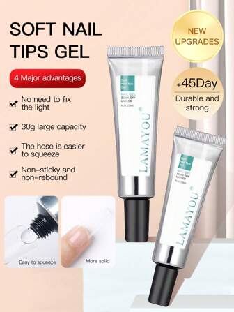 2 件/套，含 20ML 指甲胶，适用于按压式指甲，超强凝胶指甲水钻胶，用于指甲饰品 3D 指甲闪亮凝胶，用于装饰宝石美甲宝石钻石固化需要 UV/LED 美容礼物