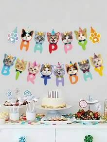 宠物猫狗派对装饰品，狗生日派对用品，包括背景横幅、蛋糕装饰、纸杯蛋糕装饰品