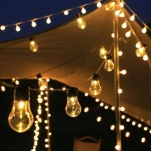 1 Peça Luzes de Corda em Formato de Globo Retrô Transparente Alimentadas por Energia Solar e com 8 Modos, Adequadas para Decoração do Jardim, Decoração da Barraca de Camping, Iluminação Externa para Casamento e Feriados, Decoração de Outono e Decoração Externa da Casa