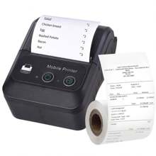 Impresora de recibos Bluetooth, impresora de recibos térmica portátil, mini impresora de tickets para pequeños negocios minoristas, impresora de mini recibos de 58mm compatible con Android/Windows/ChromeOS/Linux - Impresora térmica de recibos negra PT280 (1 rollo de papel de impresión incluido) - Ver 1