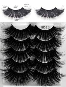 5 Pairs Extra Long False Eyelashes Long Dramatic Natural Fluffy Fake Eyelashes - Black - View 3