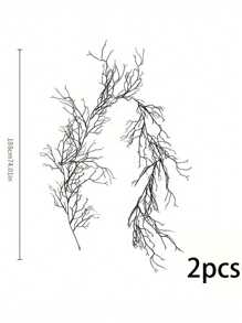 2 件万圣节花环，带枯枝花环，黑色树枝花环，黑色花环适用于秋季万圣节派对装饰，装饰植物塑料干树枝装饰适用于婚礼万圣节派对家居用品 - 萬聖節黑枯枝藤條 2pcs - 查看 4