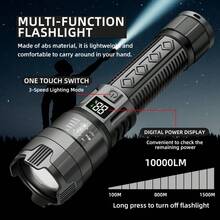 1pc High Power Super Bright LED Flashlight, USB Rechargeable, Tactical Flashlight With LCD Battery Level Display, Waterproof, Built-In Battery, For Outdoor Patrol, Camping Emergency, Camping Accessories - As Shown In the Figure - View 6