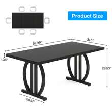 Tribesigns 63-Inch Large Dining Table For 4-6 People, Modern Industrial Rectangular Kitchen Table With Heavy Duty Metal Frame For Home Or Dining Room - 黑色的 - 查看 3