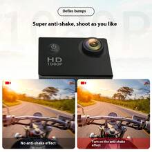 1 pieza Cámara de acción deportiva extrema HD 1080P, videocámara para montar en bicicleta/motocicleta, pantalla de 2.0", resistente al agua hasta 30M, grabadora de vídeo portátil - Negro - Ver 10