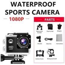 1 pieza Cámara de acción deportiva extrema HD 1080P, videocámara para montar en bicicleta/motocicleta, pantalla de 2.0", resistente al agua hasta 30M, grabadora de vídeo portátil - Negro - Ver 2