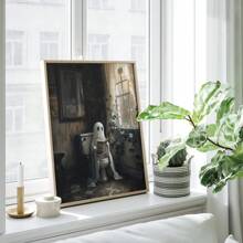 1 件马桶上的鬼魂、浴室里的鬼魂艺术、黑暗学院、万圣节装饰、浴室墙壁艺术、浴室装饰、维多利亚油画 - 彩色 - 查看 4