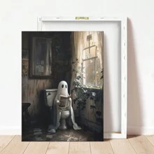 1 件马桶上的鬼魂、浴室里的鬼魂艺术、黑暗学院、万圣节装饰、浴室墙壁艺术、浴室装饰、维多利亚油画 - 彩色 - 查看 10