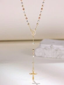 热销款式时尚三色宗教珠宝圣母玛利亚心形吊坠项链 - 三色 - 查看 16