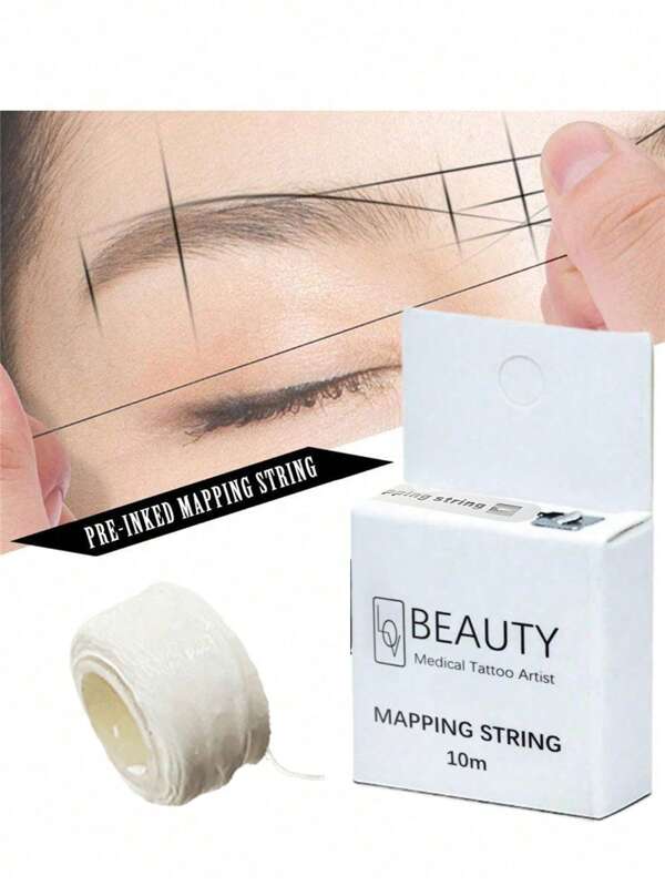 1 pieza de Regla de pigmento para microblading de 10 m, lápiz de hilo de mapeo de microblading para belleza, herramienta de maquillaje semipermanente para microagujado de cejas, mapeo de delineador de ojos, posicionamiento y medición de cejas, y herramientas de tatuaje con hilo tinte, utiliza la regla de tinta para asistir en el dibujo de líneas, regla de cejas, caja de líneas de mapeo, tinta sólida seca