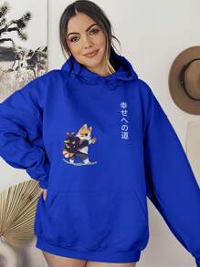 Cute Cat Sweatshirt Blouse Kitten Japanese Cat Backpack  1212 Fluxo Fx - 寶藍色 - 查看 3