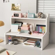 1 件多层桌面收纳架，化妆品架，大容量双层架子 - 白色 - 查看 4