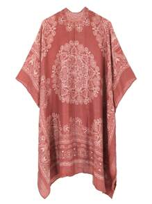 Beautiful Nomad Women's Printed Casual Loose Fit Kimono Cover Up - Redwood - View 2