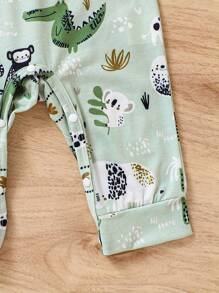 Herbst Frühling Baby Jungen Jumpsuit im 2-in-1 Design mit Tiermotiv