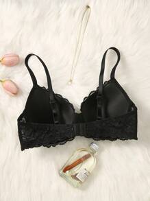 Girls' Black Lace Lingerie, Ruched Comfortable Adjustable Strap Bra