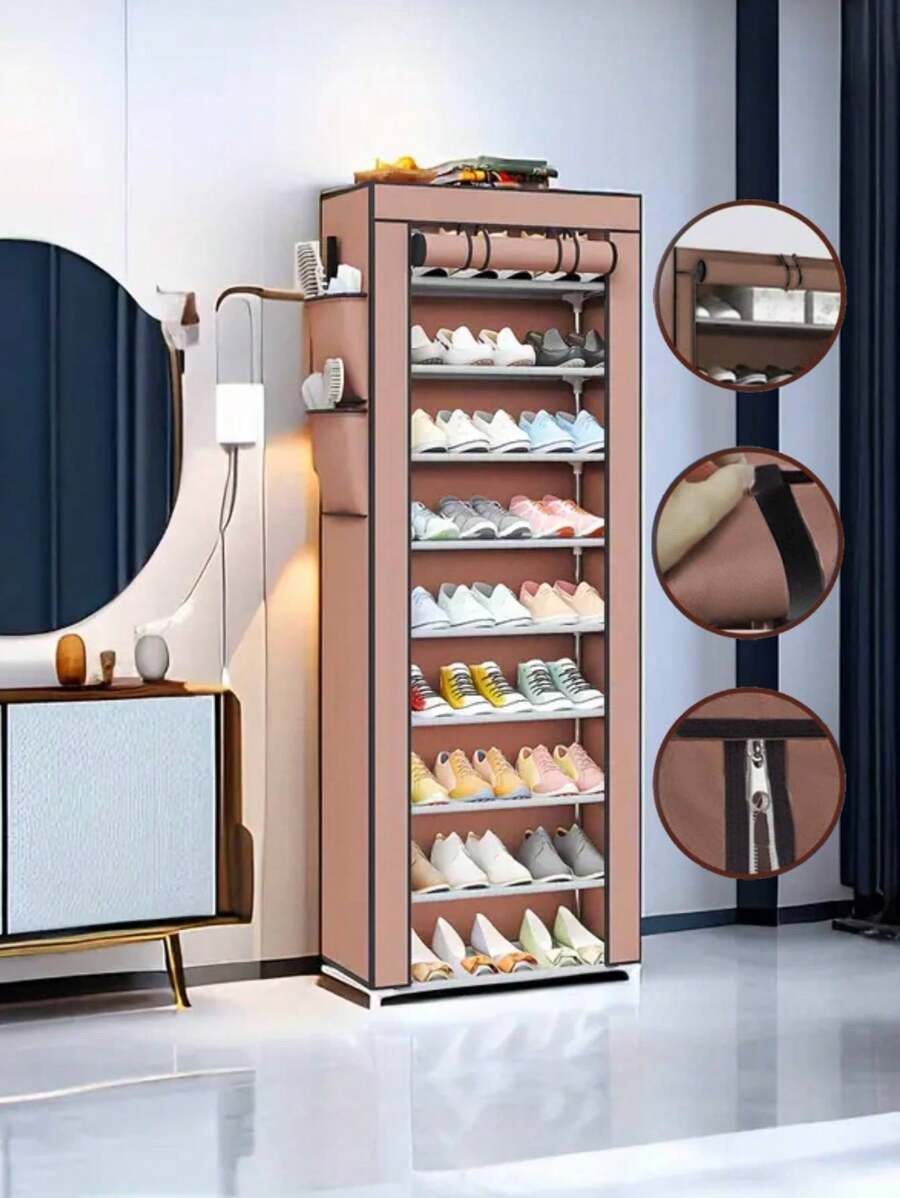 Mueble zapatero anti polvo, Organizador con cubierta y espacio, 9 baldas - Multicolor - Ver 1