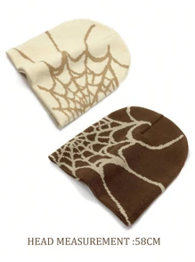 2 piezas/juego de gorro de punto con telaraña para mujer, para Halloween, invierno y otoño