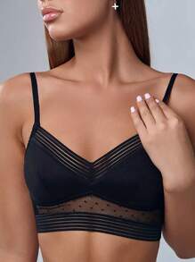 2 件套黑色 + 白色蕾丝无钢圈性感法式背部文胸，U 领露背隐形文胸，内衣