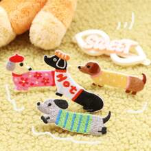 Self-Adhesive Embroidered Sticker, Cute Dachshund Dog Fabric Patch [For Phone Case, Backpack, Journal, Hat, Clothing DIY Decor, Lucky Dog, 1 Piece]