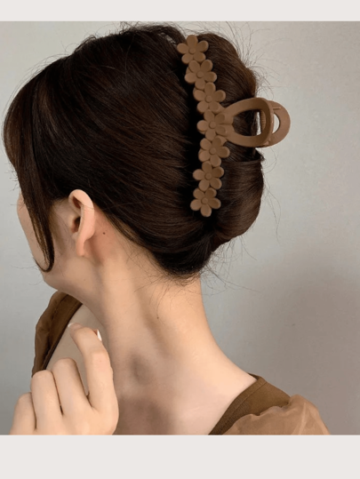 Presilha prendedor de cabelo grande de plástico leve, simples e elegante com flores lindas, versátil, Fashion e casual para mulheres adequado ao uso diário, Festas, banhos, Maquiagem, Lavagem facial
