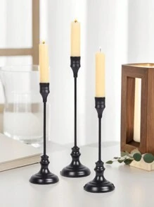 2-12 件黑色烛台，古典金属柱状烛台，现代家居装饰带蜡陷阱，桌面中心 - 法式高瘦，适用于家居装饰、房间装饰、生日装饰、婚礼派对，作为送给朋友、亲密朋友、女性的礼物，冬季礼物，毕业礼物 - 黑色 - 查看 17