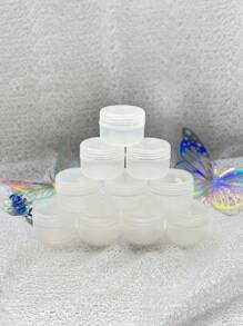 10pcs Solid Color PP Simple 10g Travel Size Small Bottles, Portable Foundation Cream Containers, Empty Plastic Sample Jars, Round Cosmetic Pots With Lids, Refillable For Makeup Remover, Toner Etc., Travel Storage Cream Jars, Leak-Proof, Unisex, Essential For Bathroom & Travel - Clear - View 9