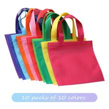 10pcs Candy Gift Bag Colorful Non-Woven Fabric Tote Bag, Custom Printed Logo, Wholesale In Stock - Multicolor - View 3
