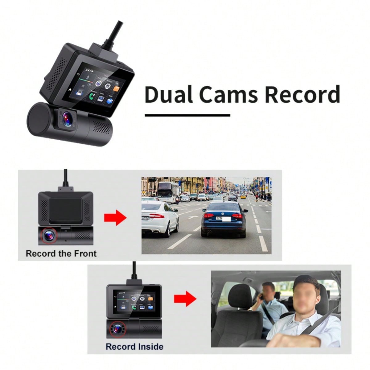 4G WiFi Dash Cam With Touch Screen GPS Front And Interior Recording High Definition Car Driving Video Recorder_voghion.com