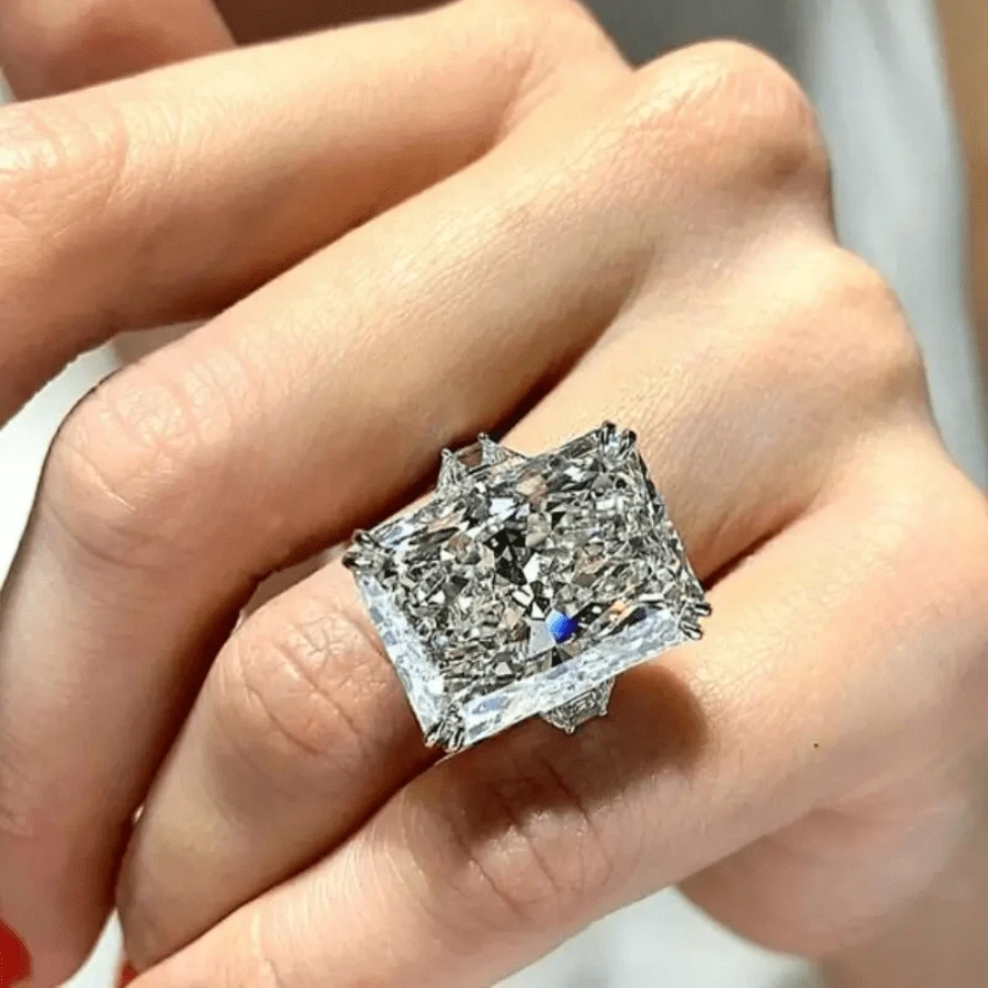 1pc Voguish Cocktail Ring Inlaid Rectangular Zirconia In Large Size Stunning Party Accessory Suitable For Men And Women Also Match Daily Outfits - Silver - View 1