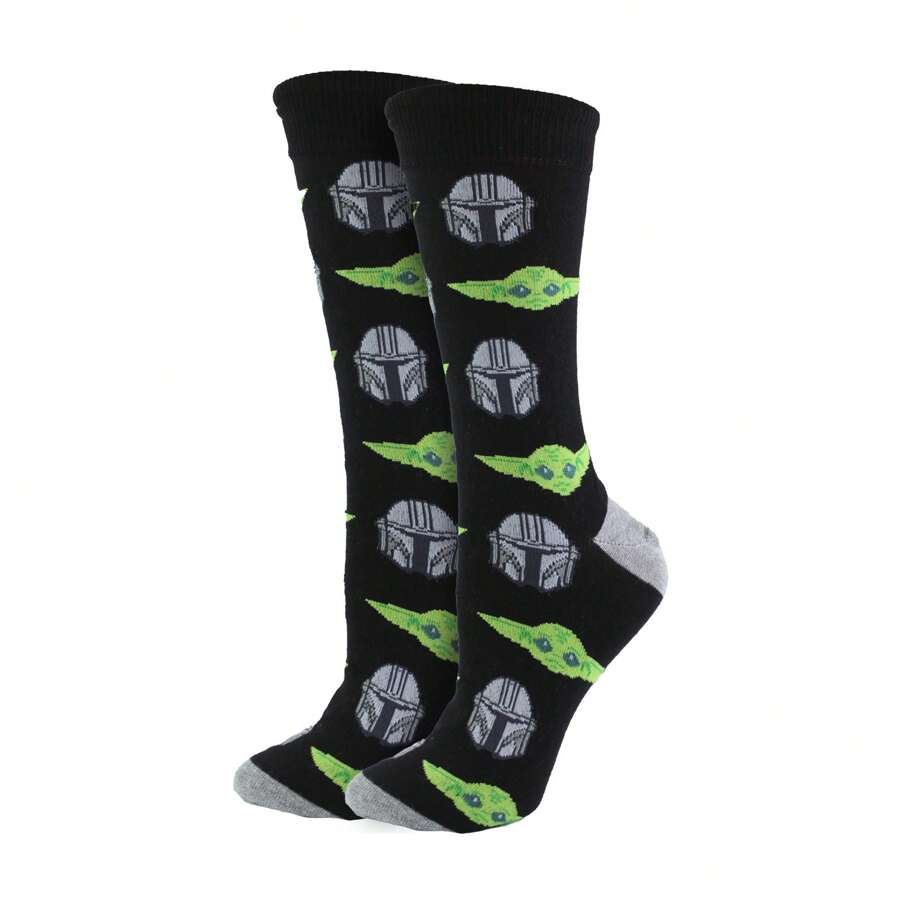 Socks With Novelty Mandalorian Design - Gifts For Star Wars (Mandolorian) - Fast Shipping And Quick Delivery - Black - View 1