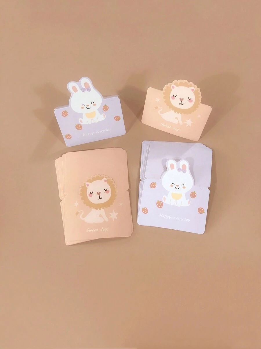 10pcs Kids Cartoon Greeting Cards - Multicolor - View 1