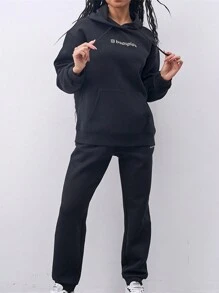 baasploa Bộ áo hoodie thể thao dành cho nữ Quần nữ + Áo hoodie dài tay có mũ trùm đầu cho nữ Thể thao giải trí ngoài trời Chạy bộ Thể dục Thể thao Áo hoodie thể thao dành cho nữ - màu đen - Xem 5