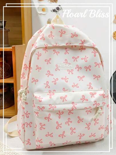 Korean Version Cherry Print Soft Girl Backpack, High Capacity Casual Student BackpackSchool Backpack,School Bag,School Bookbag,Big Backpack,Backpack School,Back To School BagsLarge Capacity,Portable,Lightweight, Suitable For Teen Girls Women College Students, Perfect For Back To School,College,Middle School, High School,First Day Of School